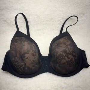 Soma Bra 40D Lightest Lift Perfect Coverage Black Floral Convertible Straps
